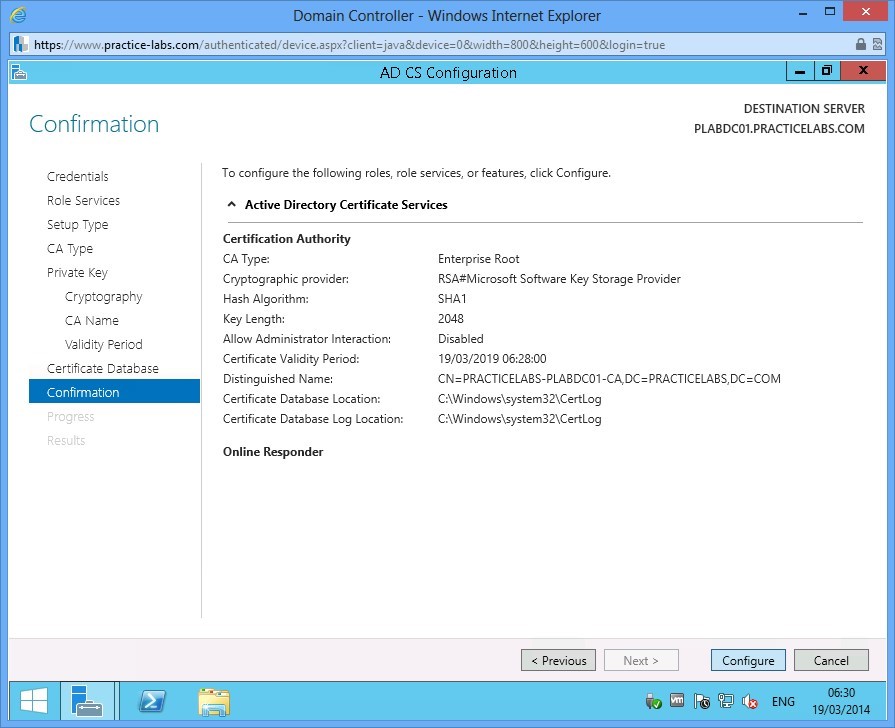Practice Labs screenshot.